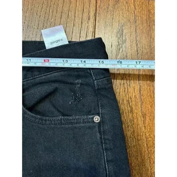 Free People Black washed Jeans Womens 27 High Rise Ripped Straight Leg - Picture 8 of 13